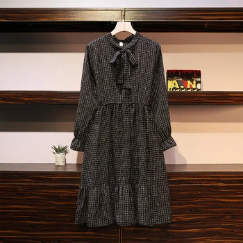 

New Spring Garment, Fat Sister, Large Size Women's Dress, 200kg Slim Chequered Shirt And Dress