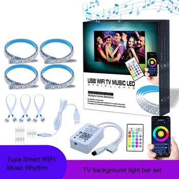 

New smart LED light with music USB TV backlight kit, supporting Alexa Google home 16 color remote control