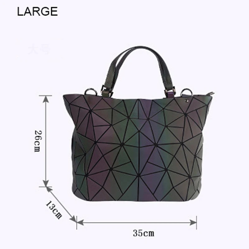 Luminous large Прямая Горячая светящаяся Сумка Женская Геометрическая лазерная сумка стеганая сумка через плечо Голограмма лазерная простая складная сумка большая - Цвет: Luminous large