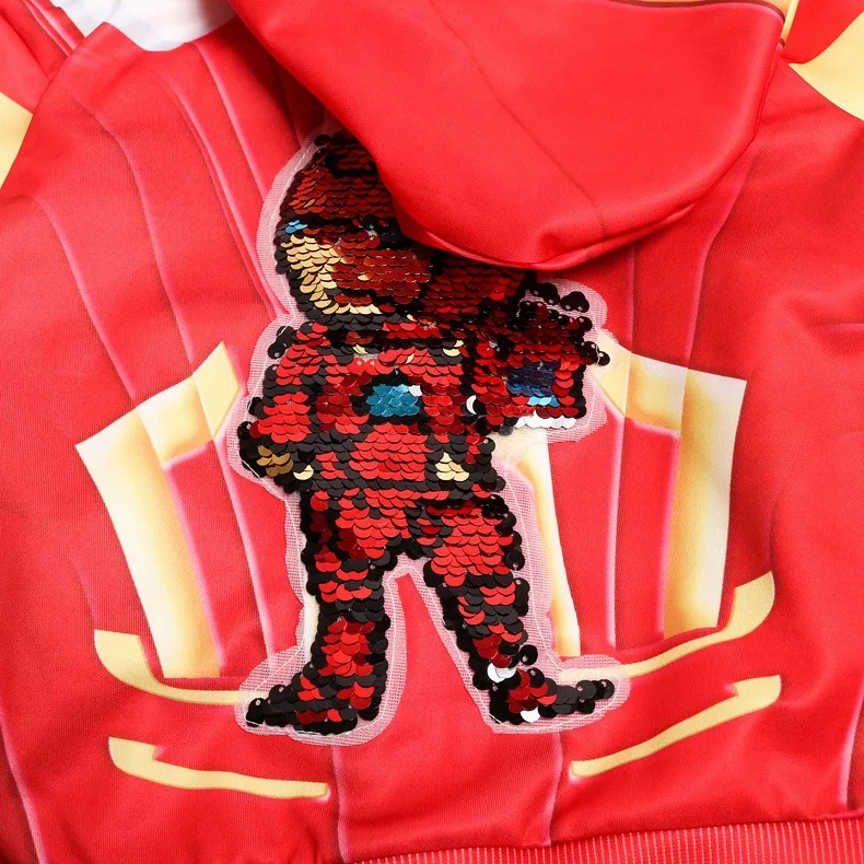 Новая куртка с капюшоном для маленьких мальчиков детская спортивная толстовка с капюшоном и блестками для мальчиков от 3 до 8 лет, Капитан Америка, Бэтмен, Человек-паук, Железный человек