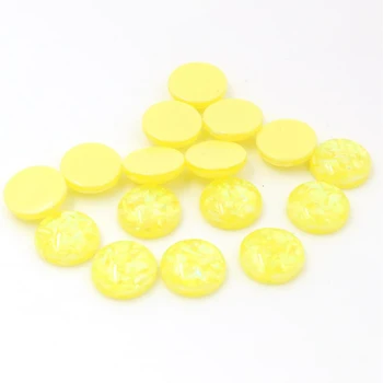 

New Fashion 40pcs 12mm Yellow Colors Built-in metal foil Flat back Resin Cabochons Fit 12mm Cameo Base Cabochons-V1-27