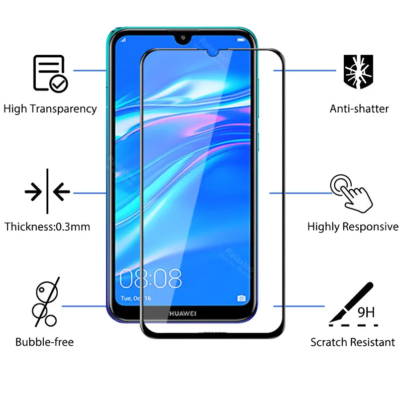 2 шт. закаленное стекло для huawei y7 pro 2019 flim hauweii y 7pro 7 Защитная безопасная стеклянная