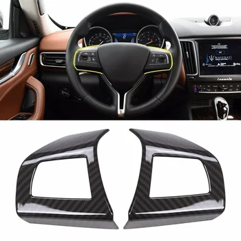 

Carbon Fiber Style Steering Wheel Button Frame Trim Carbon Fiber Pattern Decoration For Maserati Levante Ghibli Quattroporte