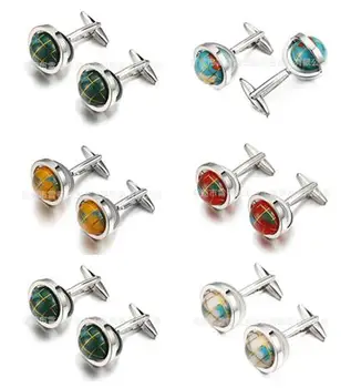 

10Pairs/lot Rotatable Globe Cufflinks Blue Planet 3D Earth Globe Cuff Link World Map Cufflink Men's Jewelry Wholesale