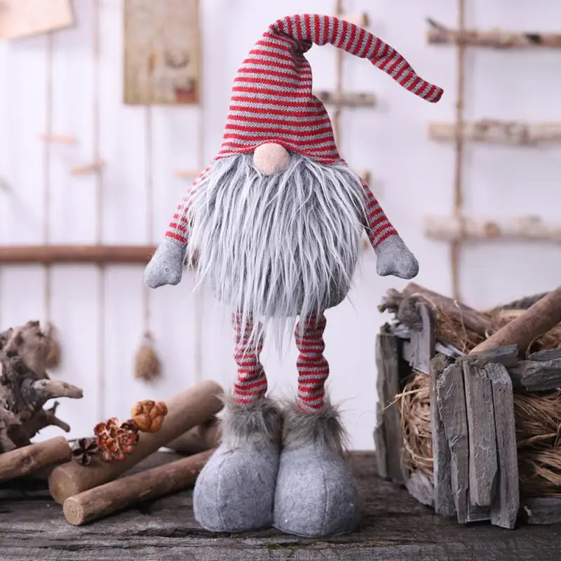 1 шт., Рождественское украшение, настольная домашняя детская игрушка, плюшевая безликая Рождественская кукла, полосатые праздничные фигурки, Шведский эльф, стоящий гном#63