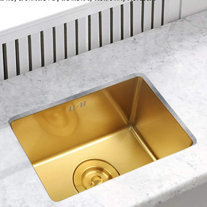 Gold Kitchen Sinks Stainless Steel Kitchen Bowl Set Brushed Gold Kitchen Sink Undermount  45x45 cm