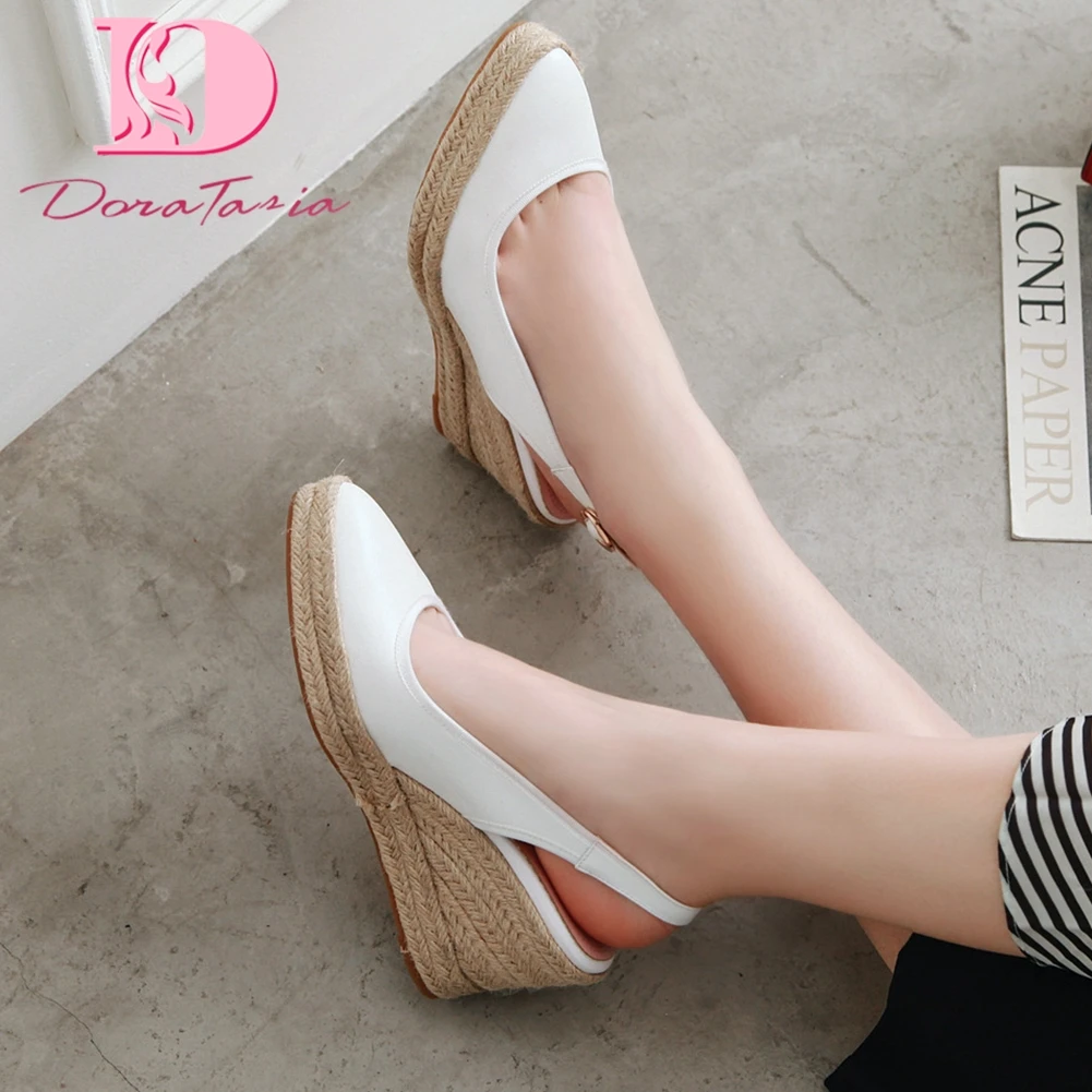 

Doratasia New Arrivals Large Size 32-44 Pointed Toe Shoes Woman Sandals Platform Wedge Heels Office Lady Sandals Women Shoes