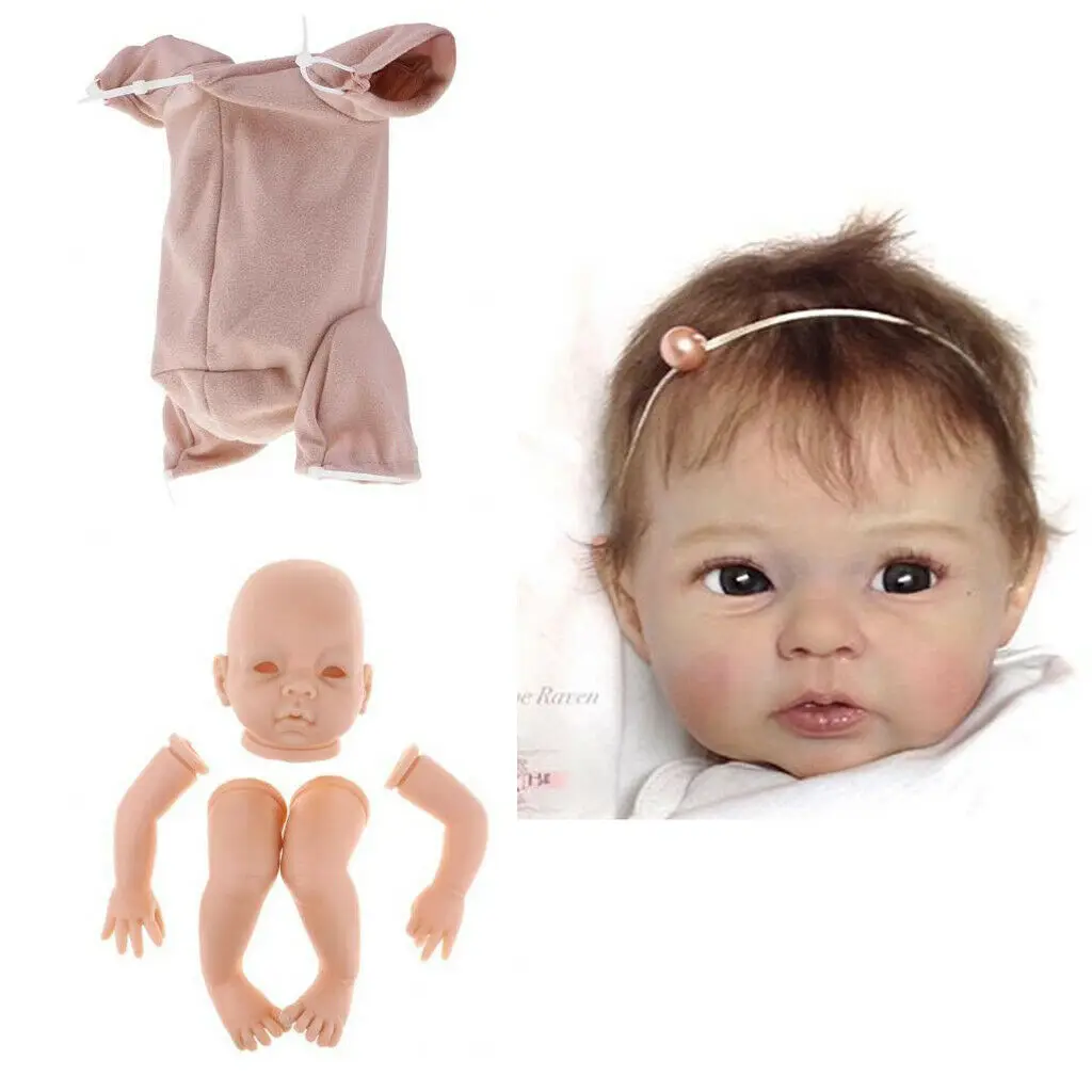 22 "Unlackiert Reborn Kits Baby Puppe Weiche Silikon Kopf Arme Volle Beine # 