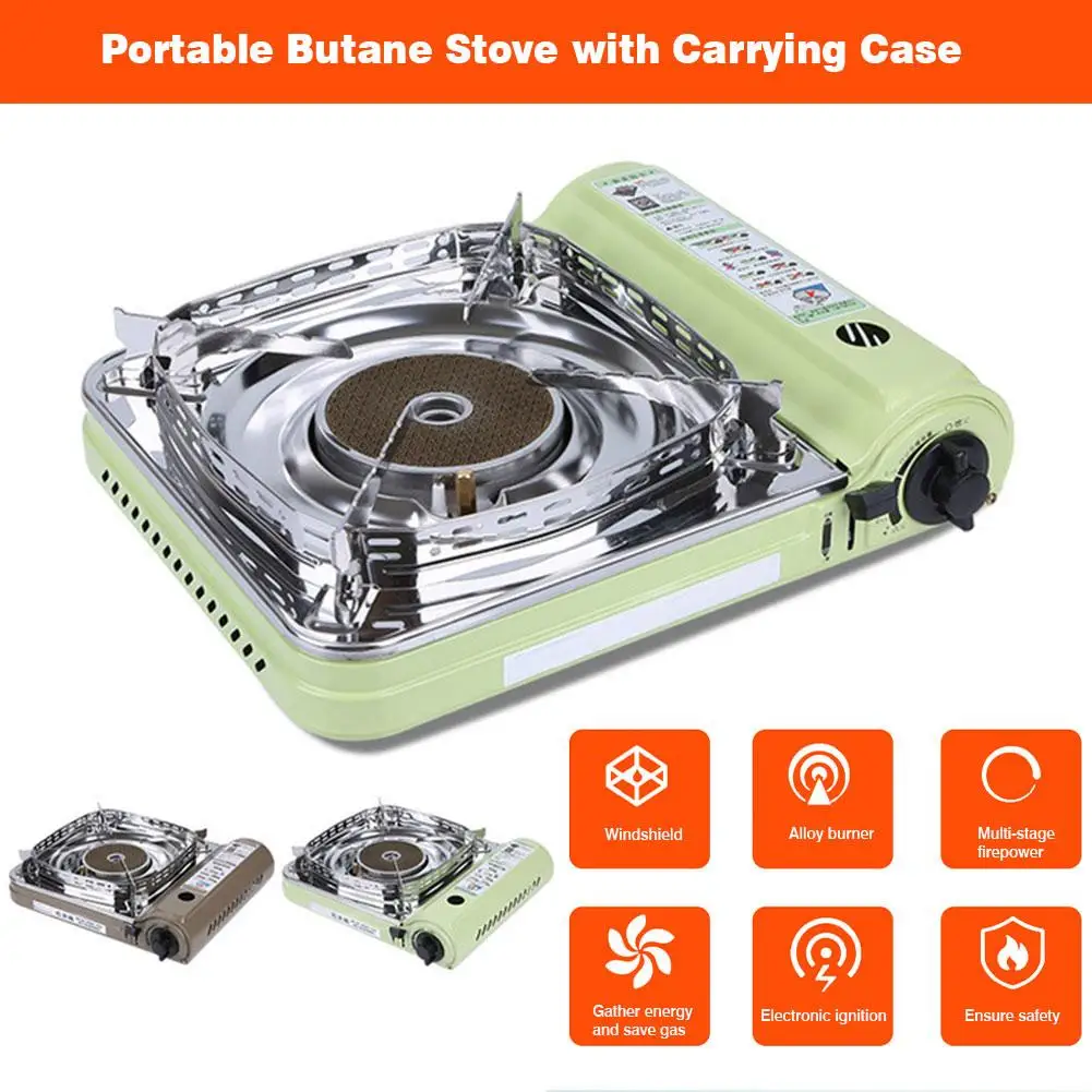 

Butane Gas Stove Portable Windproof Butane Countertop Range with Carrying Case for Outdoor Camping Gas Stove Burner