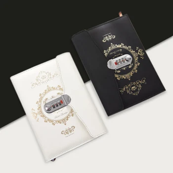 

Retro password book creative student diary book with lock notebook thickening hand book multi-function hand account note noteboo