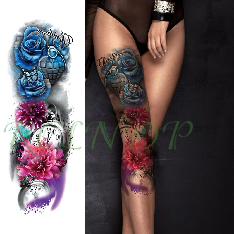Waterproof Temporary Tattoo Sticker Halloween pumpkin skull beatifull girl full arm large fake tatto flash tatoo for men women
