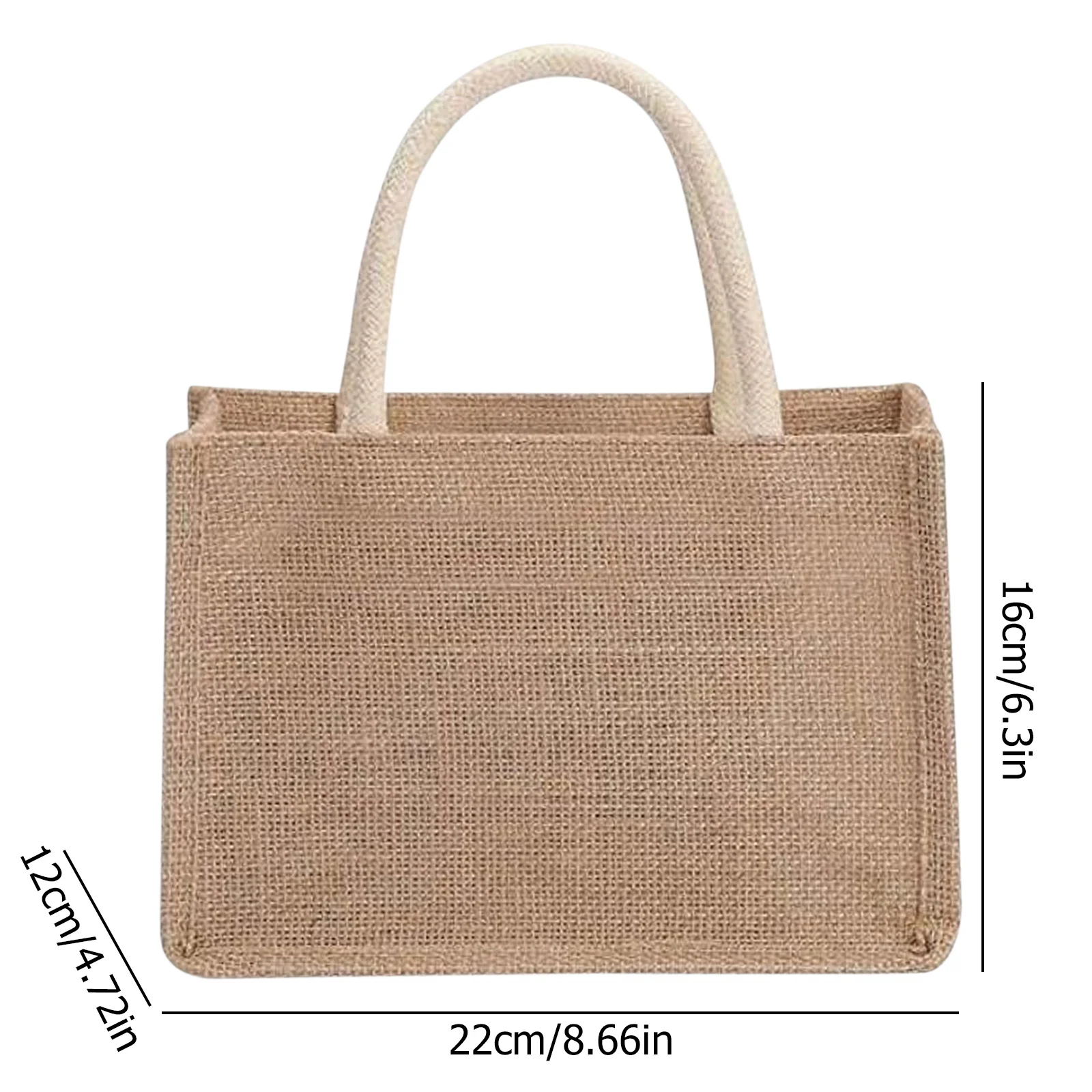 Unisex Reusable Jute Shopping Bag Eco Friendly Burlap Grocery Bag Large Capacity Shopping Beach Vacation Picnic Handbag Tote