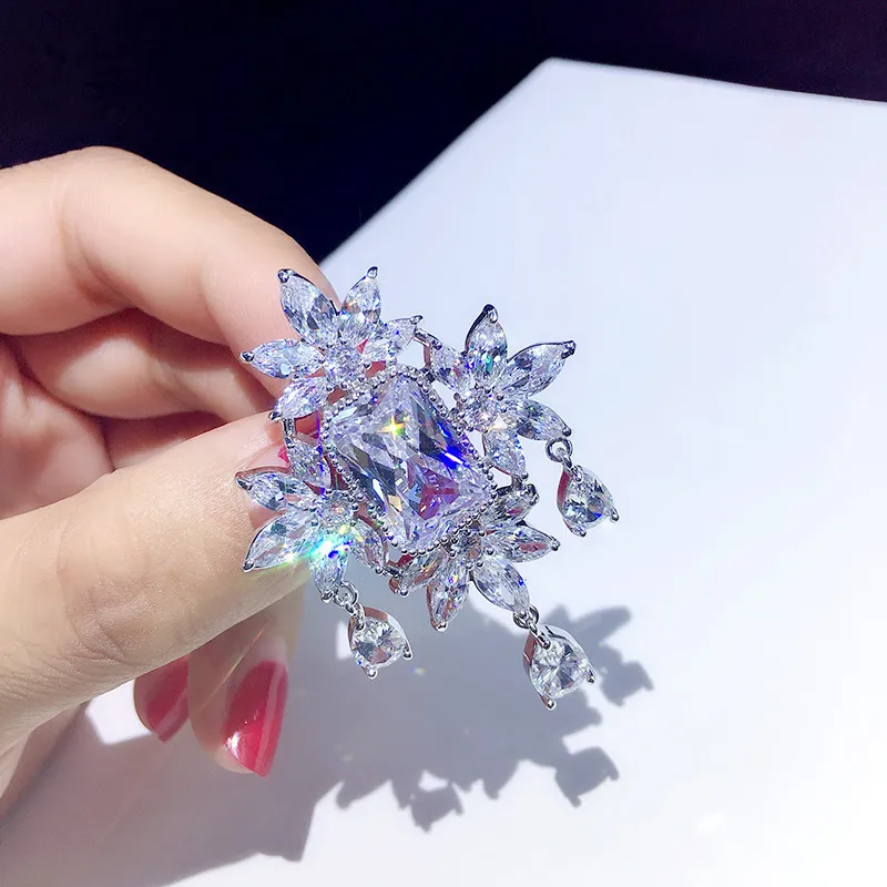 Luxury Super Flash Zircon Brooch Bridal Flower Pin Suit Coat Accessories XZ0180 | Украшения и аксессуары