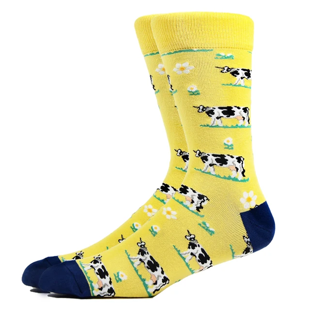 Fashion Men Happy Socks Combed Cotton Cartoon Animals Dog Cat Large Size Casual Women Cute Funny Harajuku Socks Colorful HK11002-1