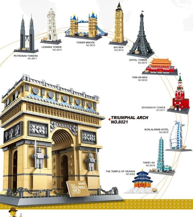

Wange Building Blocks World Famous Architecture Tiantan Tiananmen Stereo Model Children'S Educational Small Particles Toy Gift