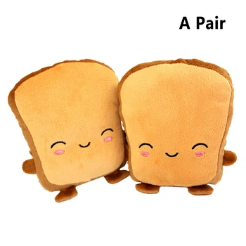 

1 Pair Adjustable USB Heating Gloves Cute Soft Toast Shaped Half Finger Magic Sticker Adult Cartoon Winter Windproof Hand Warmer