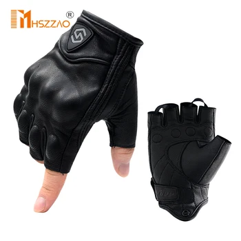 

Motorcycle Riding Gloves Leather Breathable Half-Finger Gloves Off-Road Racing Riding Fall-Resistant Sheepskin Gloves