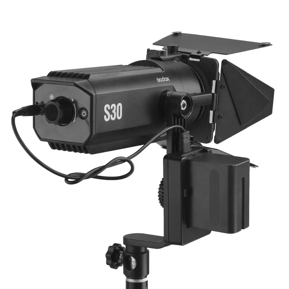 Godox S30 30 Вт фокусирующий СВЕТОДИОДНЫЙ фотографии; непрерывный Регулируемый светильник Точечный светильник с дверцей сарая для профессиональной фотостудии