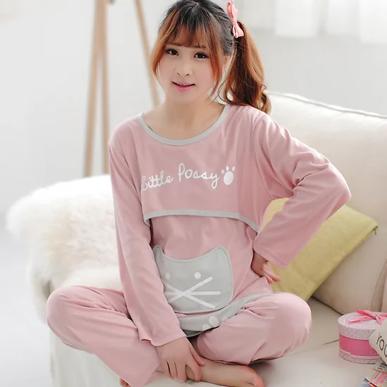 

Spring Summer Japanese Style New Style Maternal Nursing Confinement Clothing Cute Cartoon Long Sleeve Qmilch Maternity Clothes N