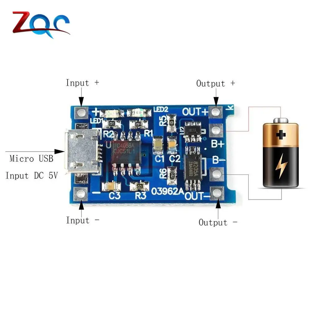2x TP4056 5V 1A Lithium Battery Charging Board Charger Module Micro USB LY