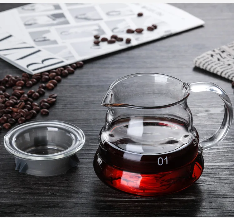v60 Pour Over Carafe Drip Coffee Pot 300/500/700ml Glass Range Tea Maker Coffee Kettle Brewer Barista Percolator Clear Filter