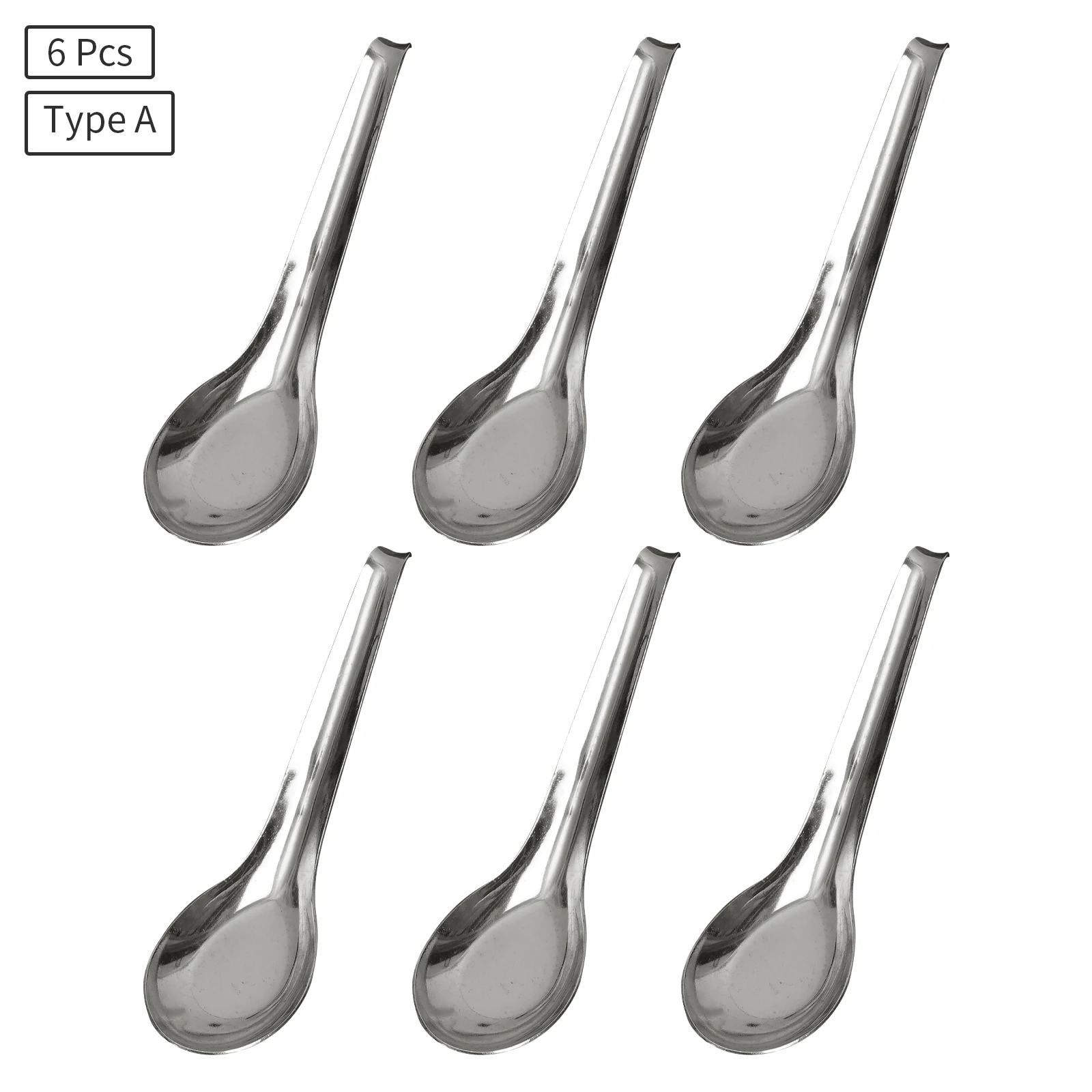 6pc 304 Stainless Steel Spoon Tableware Soup Spoons For Eating Mixing