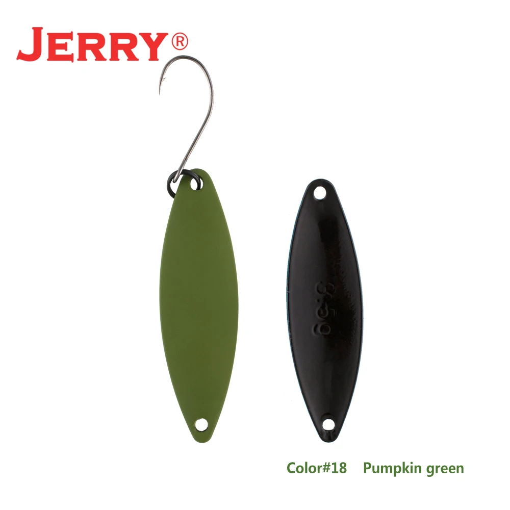 Pumpkin green Джерри 1,6g 2,7g 3,5 г Сверхлегкий рыболовные ложки микро развевающиеся латунь металл форель приманки сверкающие УФ разноцветный Спиннер приманка песка - Цвет: Pumpkin green