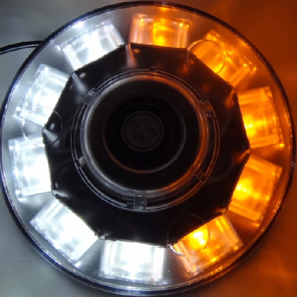 Высокая Мощность 10LED Магнитный круглый Строб маяк безопасности Предостережение лампы-вспышки для детей возрастом от 12V грузовик инженерных машин - Испускаемый цвет: Yellow White