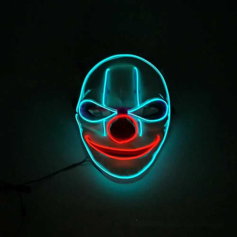 Halloween Mask Clown Glowing Cold Light Plastic Street Dance Party Horror Decorations | Дом и сад