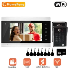 Homefong 7 Polegada wi fi sistema de intercomunicação telefone da porta vídeo com 2 câmeras doorbells com sensor movimento para casa sem fio