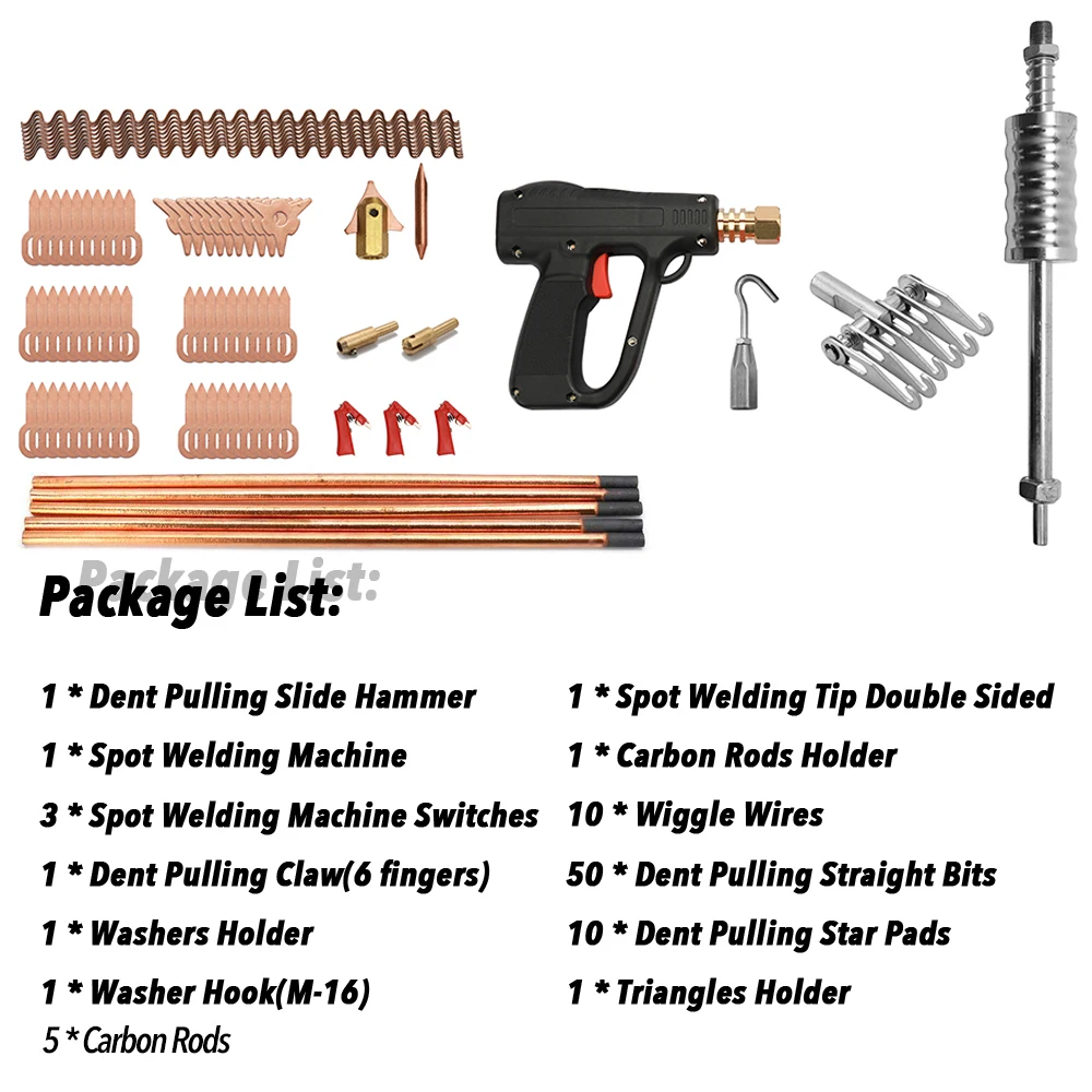 

86pcs Dent Repair Puller Kit Car Body Dent Spot Repair Removal Device Welder Stud Mini Welding Machine Pulling Hammer Tool Kit