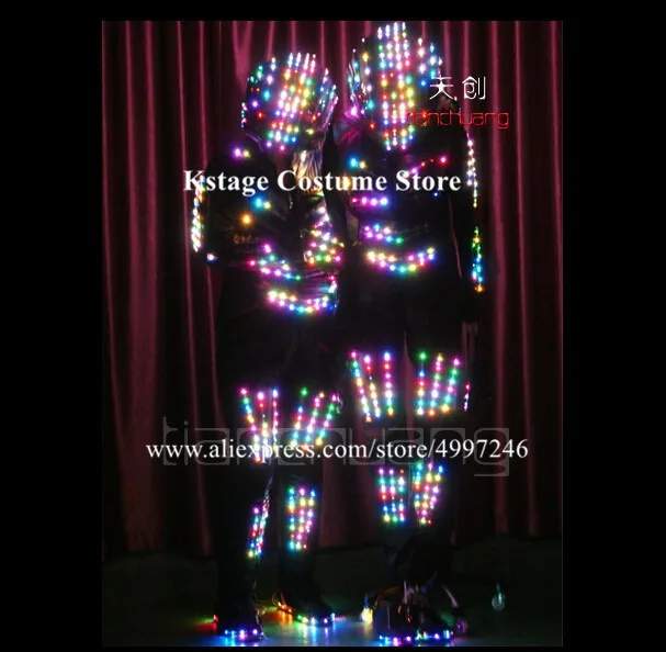 Программируемый dmx led костюмы RGB красочный светящийся робот костюм для женщин для выполнения наряд светящийся наряд диджея вечерние одежда led bar