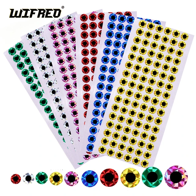 WIFREO 100pcs Flat Fishing Lure Eyes 2D Artificial Fish Eyes Sticker for  Slow Jigging Metal Jig Lure 3mm-12mm Fly Tying Material