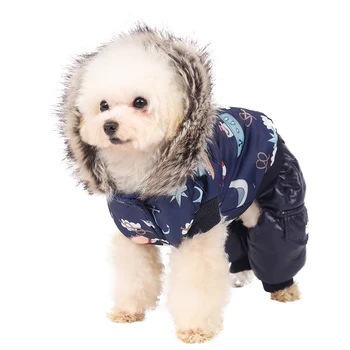 

Warm Thickness Fur Hoodies Winter Pet Dog Jumpsuit Clothes Cat Puppy Dogs Coat Jackets With Print Pattern From S-XL