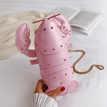 

2020 new Lobster Shoulder Bag small Women Handbag 3d Cartoon Animal Shape Crossbody Bags Fashion Chains Messenger Bag FTB165