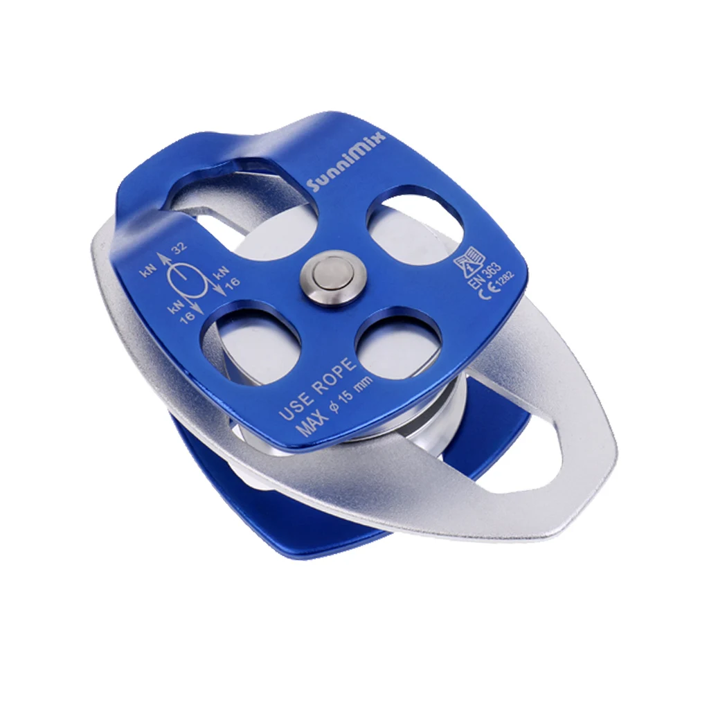 Outdoor Pro 32KN Climbing Arborist Rigging Rappelling Rescue Double Swing Pulley Hauling Rescue Engineering Dragging Camping