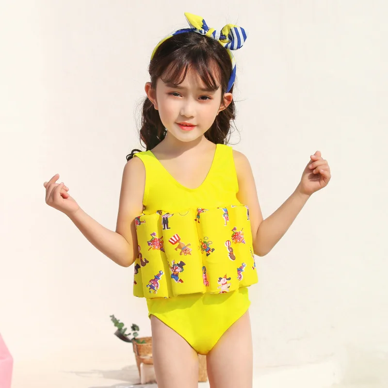 

Girls CHILDREN'S Buoyancy Swimsuit with Swim Cap BABY'S Bathing Suit Cartoon Baby CHILDREN'S Triangular One-piece Floating Swimw