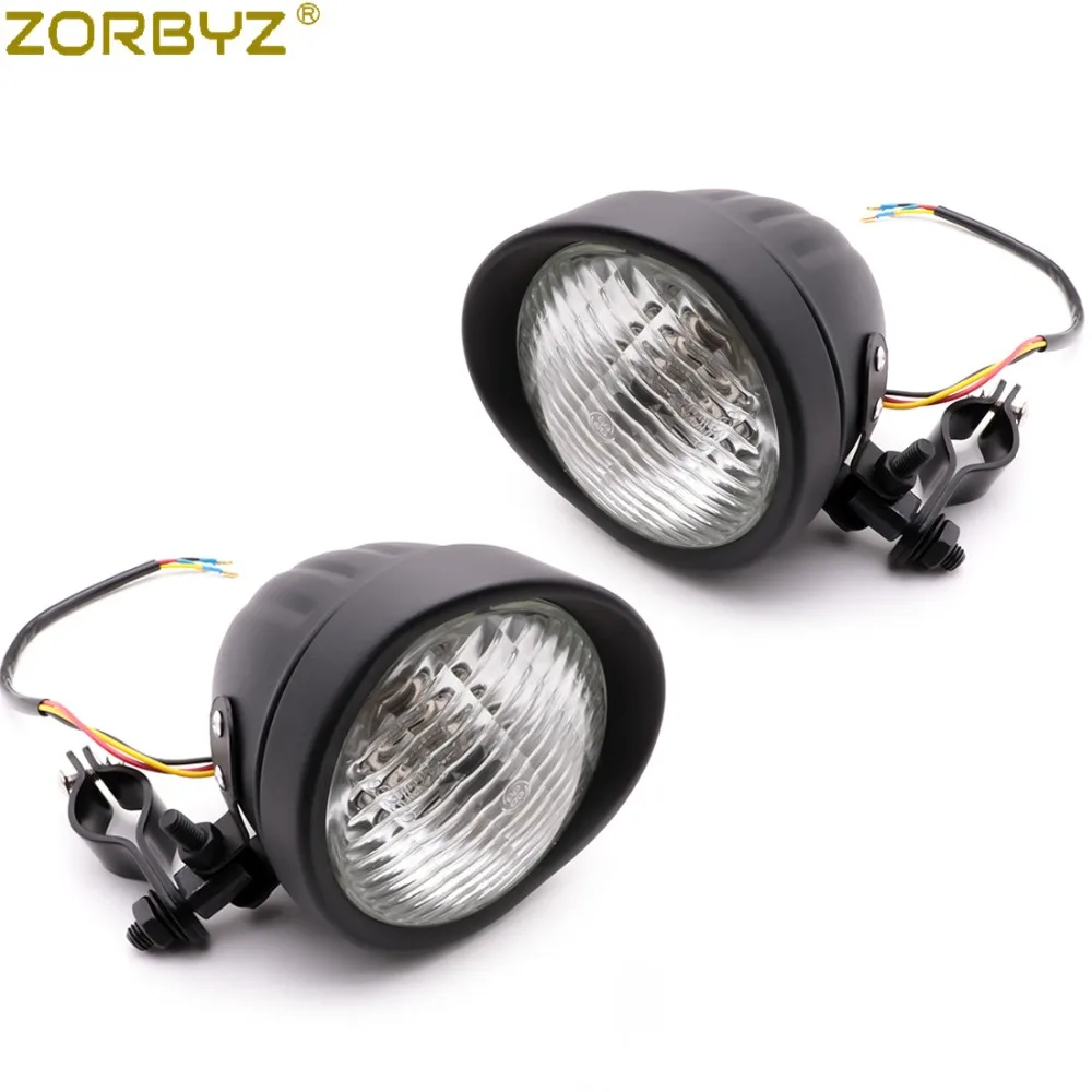 ZORBYZ мотоциклетный черный металлический противотуманный светильник с поворотным каркасом, кронштейн для крепления трубки, зажим для Honda Yamaha на заказ