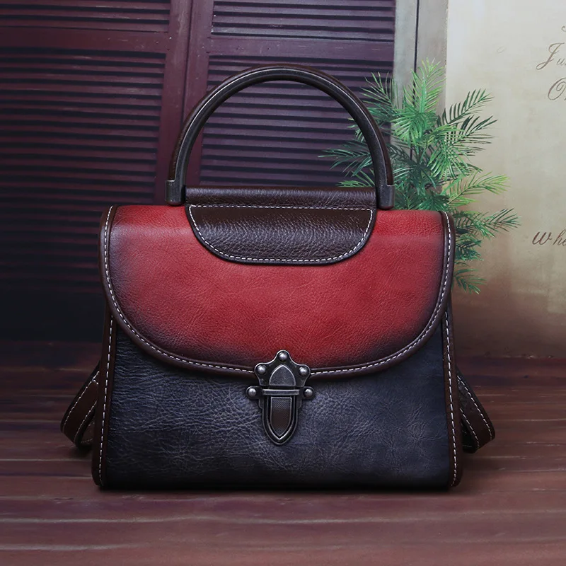 

2020New Top Layer Leather Mini Bag Hand-Brushed Vintage Leather Shoulder Messenger Bag Leather Small Square Bag
