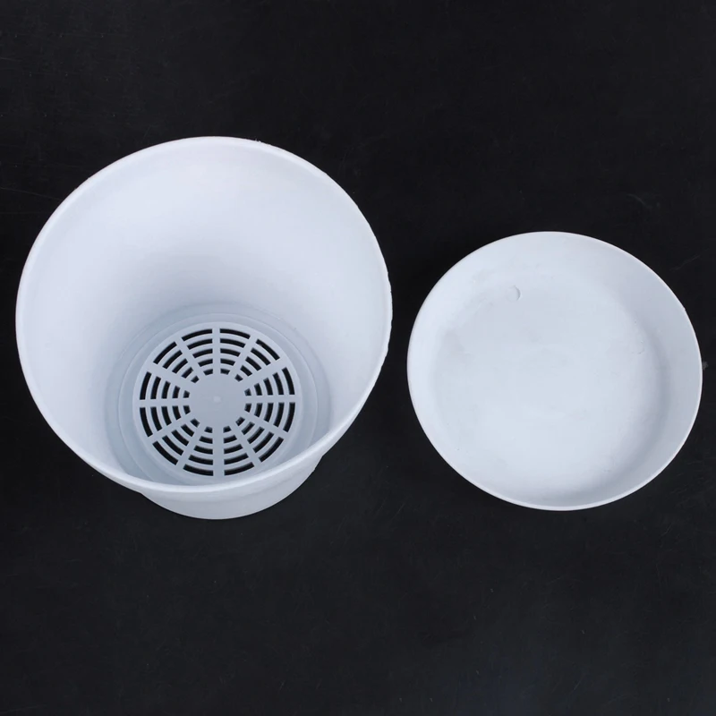 Hot 2pcs Plastic Plant Flower Pot Planter with Saucer Tray Round Gloss Home Garden Decor, White Upper Caliber- 10Cm / 3.94 Inch
