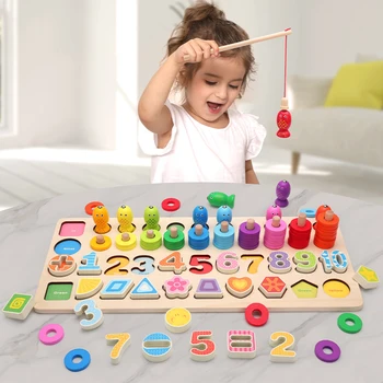 

Children Wooden Numbers Board Puzzle Building Block Cognitive Matching Educational Toy Teaching Math Jigsaw Toys