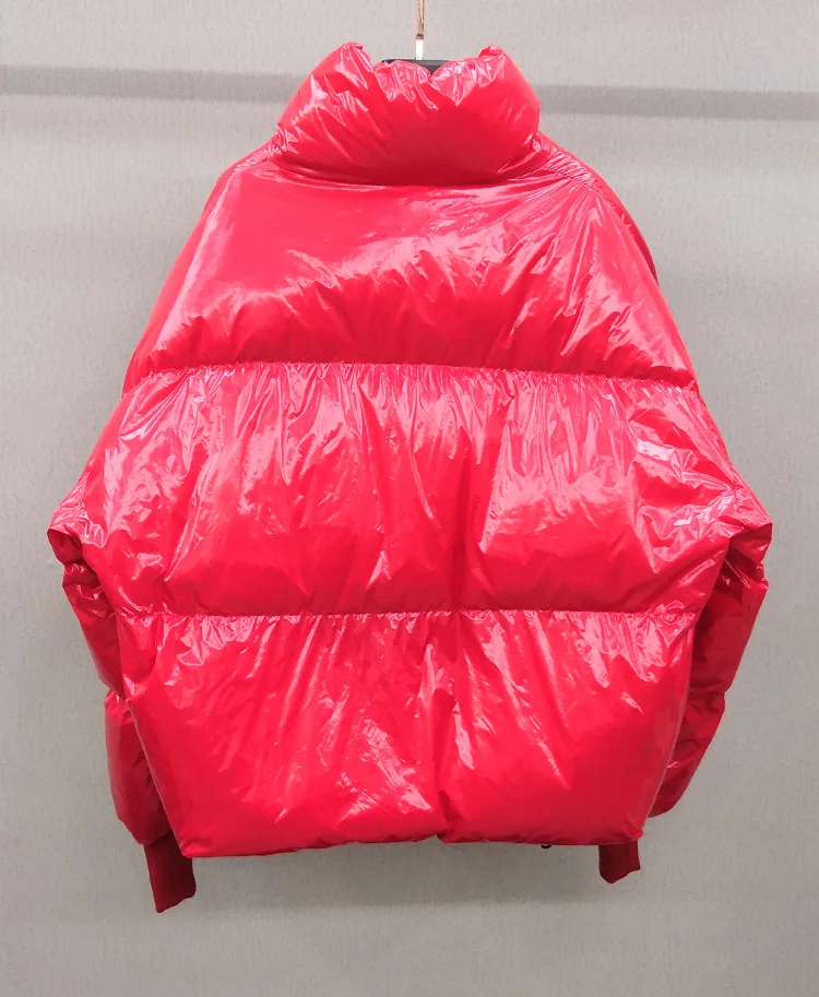Winter Glossy White Duck Down Jacket Waterproof Coat Embroidery Plus Size Loose Winter Warm Thick Parka 3 Colors