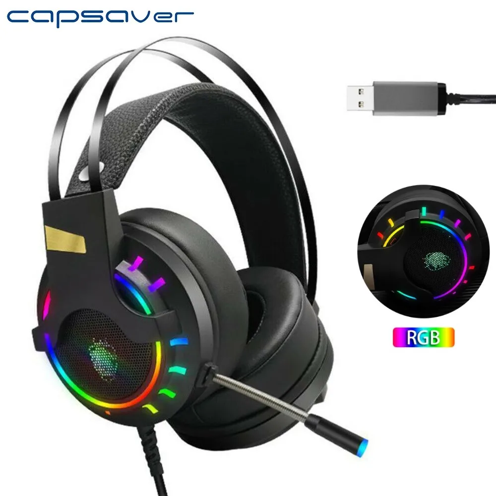 Наушники capsaver Проводная игровая гарнитура USB Игровые наушники стерео глубокие