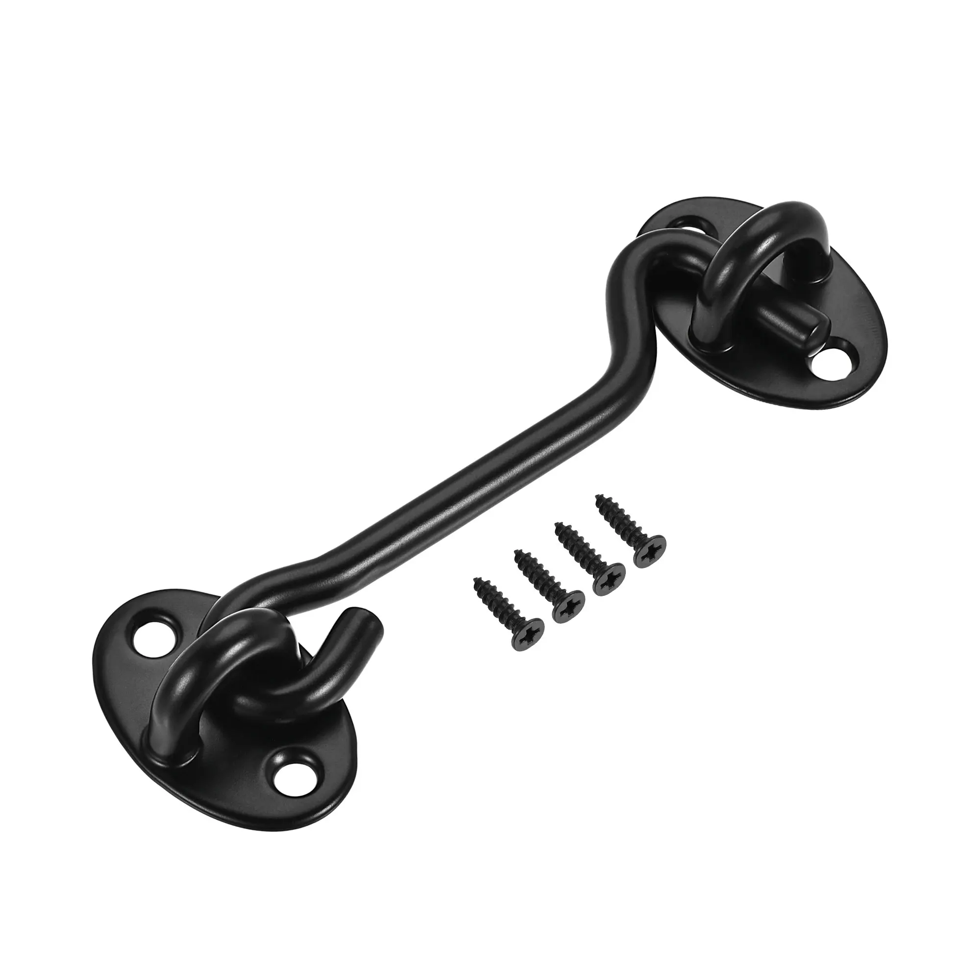 

Uxcell 4" Cabin Hook Eye Latch Gate Door Swivel Window Stainless Steel with Screw Black