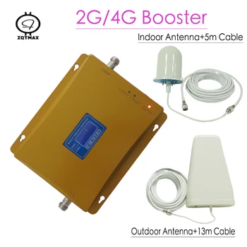 

ZQTMAX 2g 3g 850MHz cellular signal booster CDMA 850 DCS 1800 repater 4G LTE mobile signal amplifier band 5 band3 + LDPA Antenna