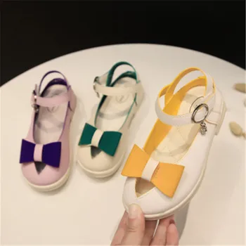 

Summer Hot Fashion Children's Shoes Korean Version Of The Color Matching Bow Design Princess Shoes Trend Wild Flat Casual Shoes