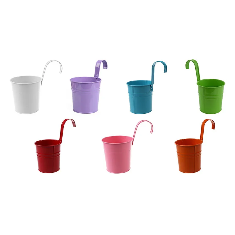 

Metal Iron Flower Pot Hanging Balcony Garden Plant Planter Home Decoration White
