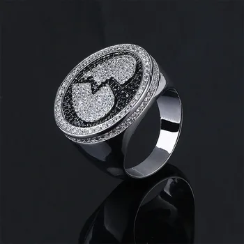 

New Ring Broken Heart Pattern Black and Silver Two-tone Hip-hop Men's Ring Fashion Personality Ring