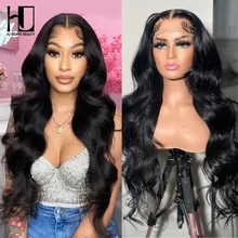 Long Wavy Hair Body Wave Lace Front Wig 4x4 Closure 13x6 Transparent Lace Wig Big Waves Pre-Plucked Lace Front Human Hair Wigs
