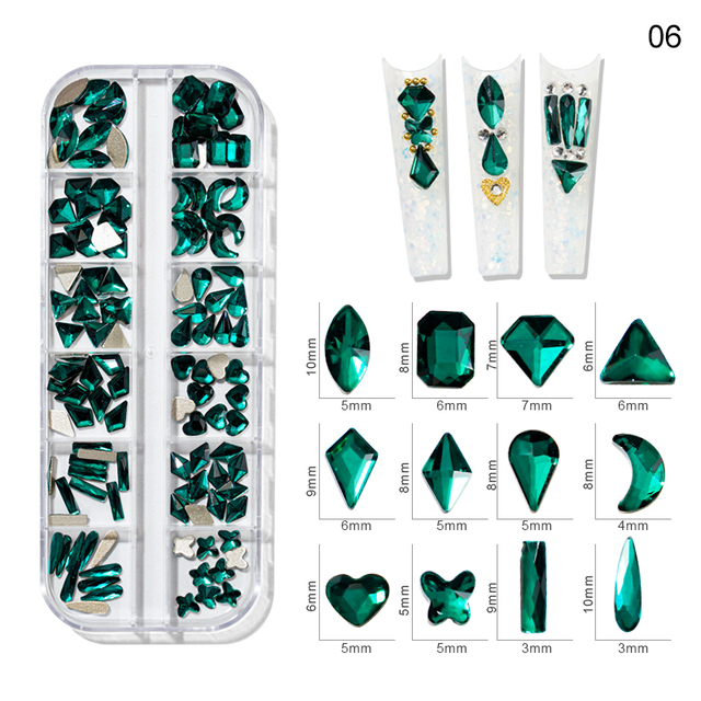 Box AB/Colorful Hotfix Rhinestones MIxed Size Flatback Crystal Diamond Gems 3D Glitter Nail Art Luxurious Decorations